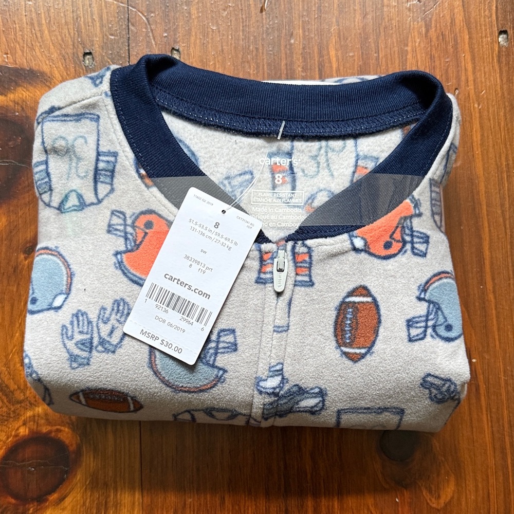 Carter's Blue and Orange Football Pajama